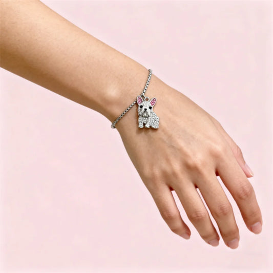 French Bulldog Sterling Silver Bolo Bracelet