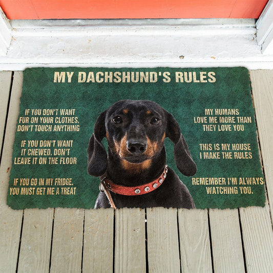 Doggies Merch® Dachshund "HOUSE RULES" Doormat Ver. 2