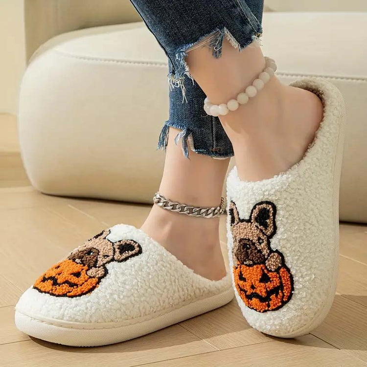 🎃 French Bulldog Pumpkin Slippers – Halloween Comfort with a Spooky-Cute Twist