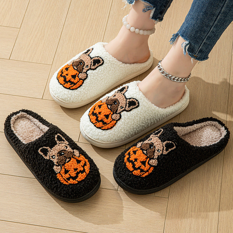 🎃 French Bulldog Pumpkin Slippers – Halloween Comfort with a Spooky-Cute Twist