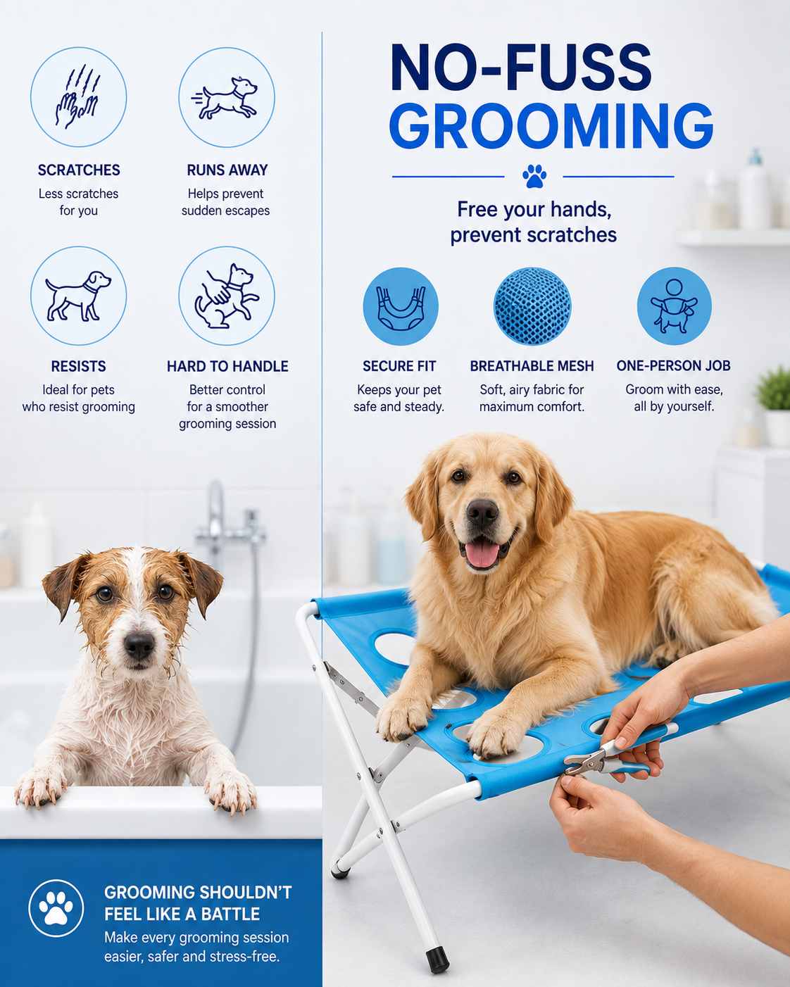 GroomEase™ Pet Grooming Hammock