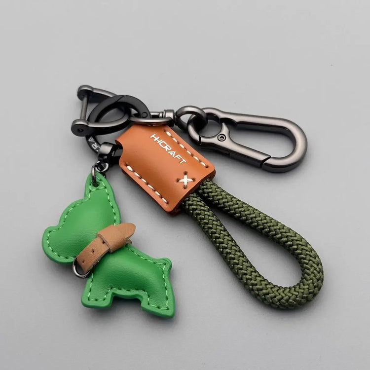 🐾 Handmade French Bulldog Leather Keychain – Stylish & Durable