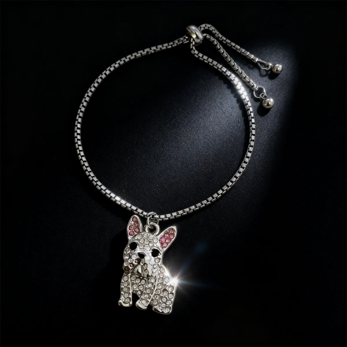 French Bulldog Sterling Silver Bolo Bracelet