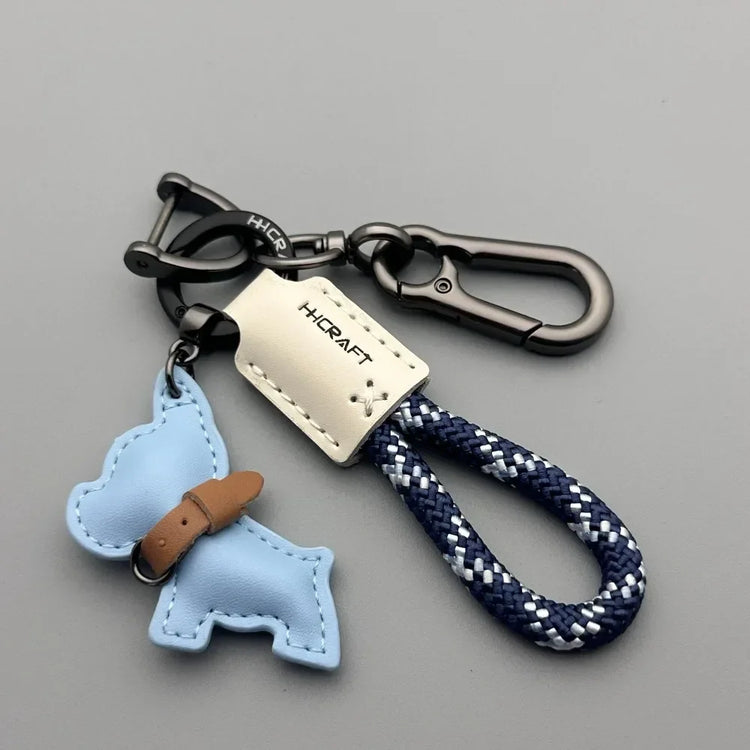 🐾 Handmade French Bulldog Leather Keychain – Stylish & Durable