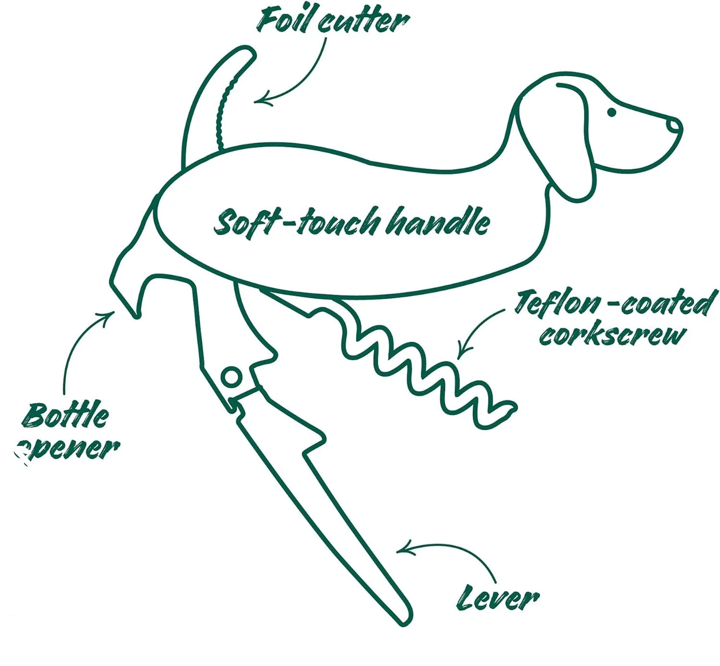 🐾 Dachshund Corkscrew Wine Bottle Opener – Playful & Functional