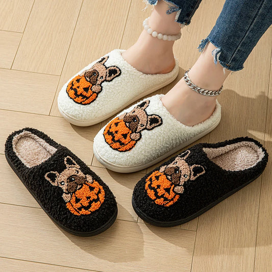 🎃 French Bulldog Pumpkin Slippers – Halloween Comfort with a Spooky-Cute Twist