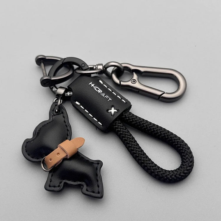 🐾 Handmade French Bulldog Leather Keychain – Stylish & Durable