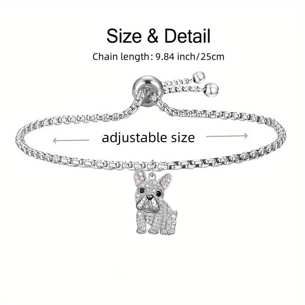 French Bulldog Sterling Silver Bolo Bracelet