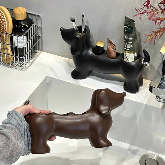 🐾 Dachshund Ceramic Toothbrush Holder