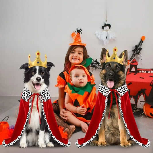 Doggies Merch® 👑 Royal Howl-o-Ween – Dog King Cloak Costume
