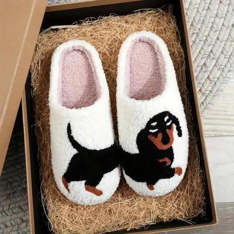 🥿 Dachshund Cartoon Slippers – Cozy Paws for Dog Lovers
