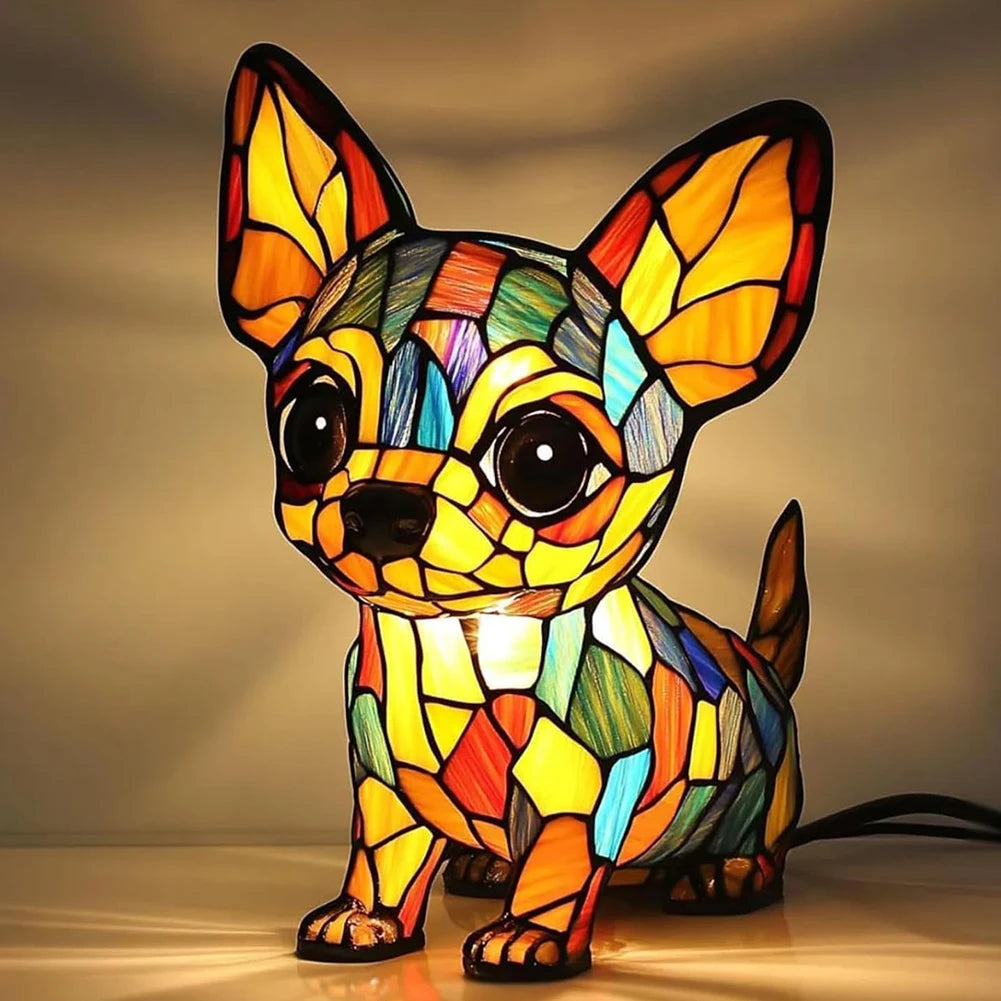 Doggies Merch® LED Stained Dog Lamp