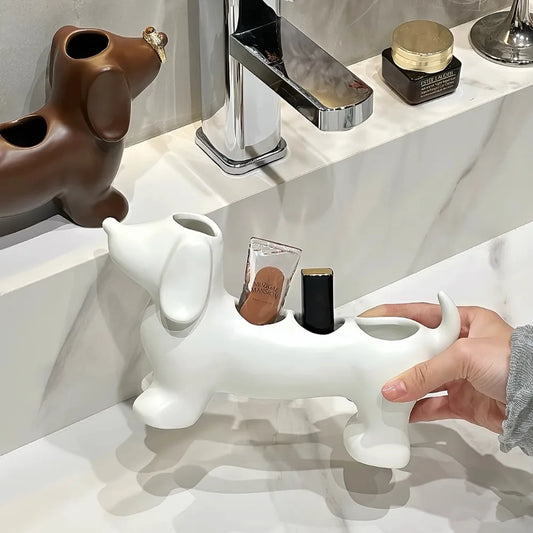 🐾 Dachshund Ceramic Toothbrush Holder