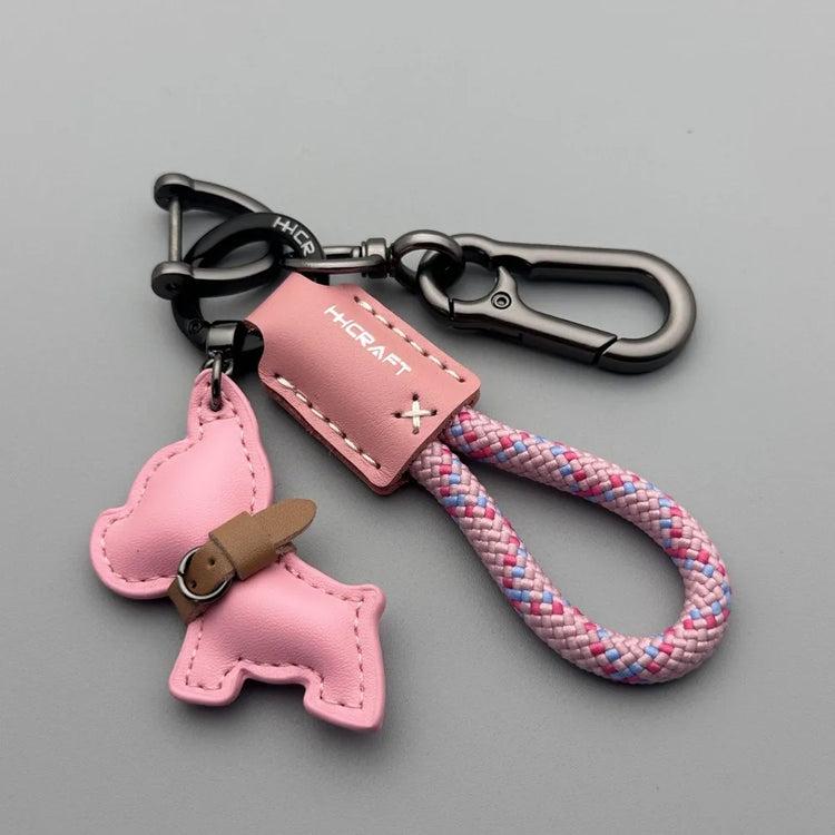 🐾 Handmade French Bulldog Leather Keychain – Stylish & Durable