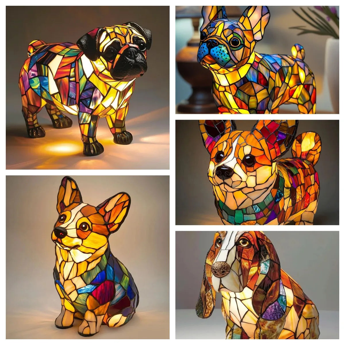 Doggies Merch® LED Stained Dog Lamp