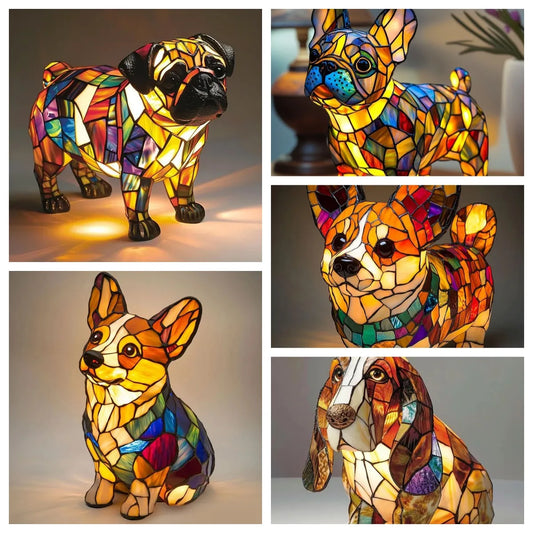 Doggies Merch® LED Stained Dog Lamp