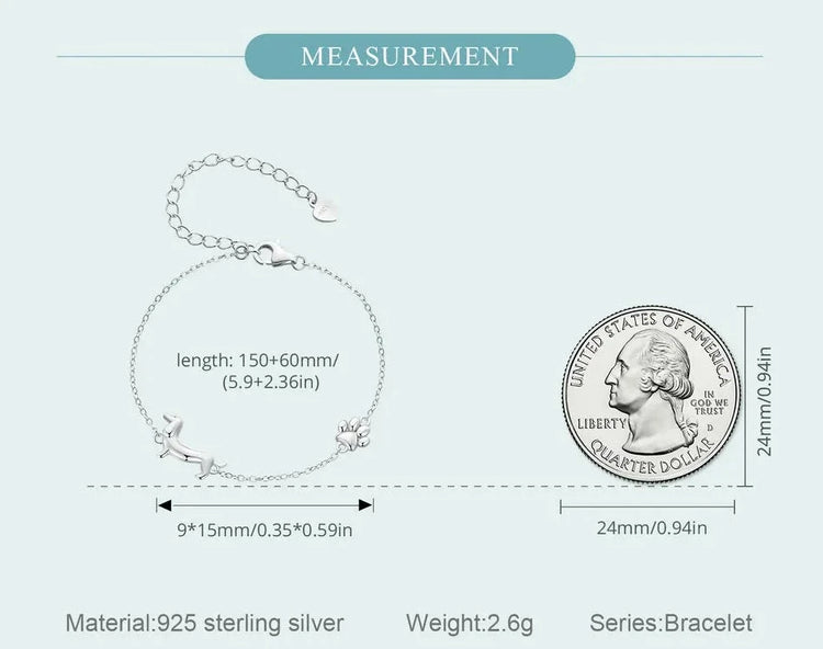 Doggies Merch® 925 Sterling Silver Pendant Bracelet