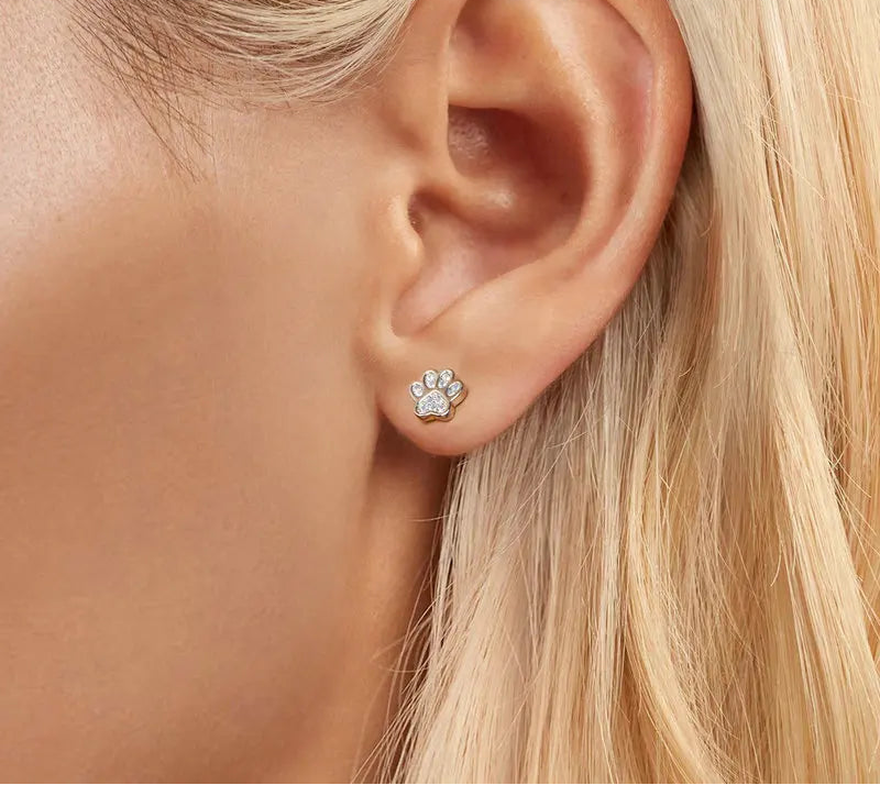 🐾 925 Sterling Silver Paw Print Stud Earrings