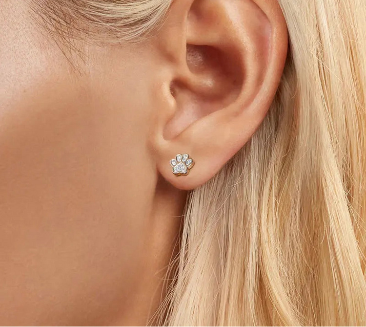 🐾 925 Sterling Silver Paw Print Stud Earrings