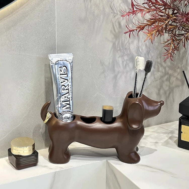 🐾 Dachshund Ceramic Toothbrush Holder
