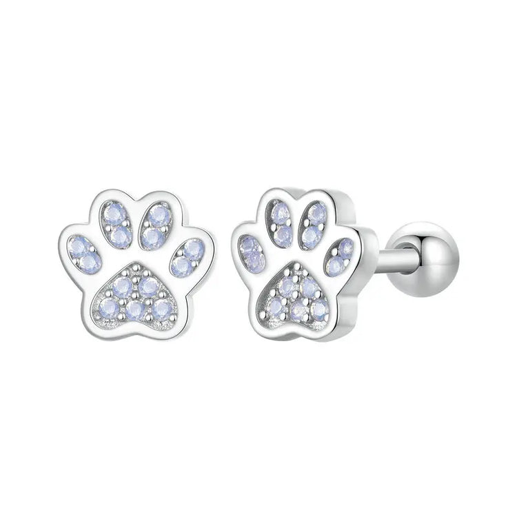 🐾 925 Sterling Silver Paw Print Stud Earrings