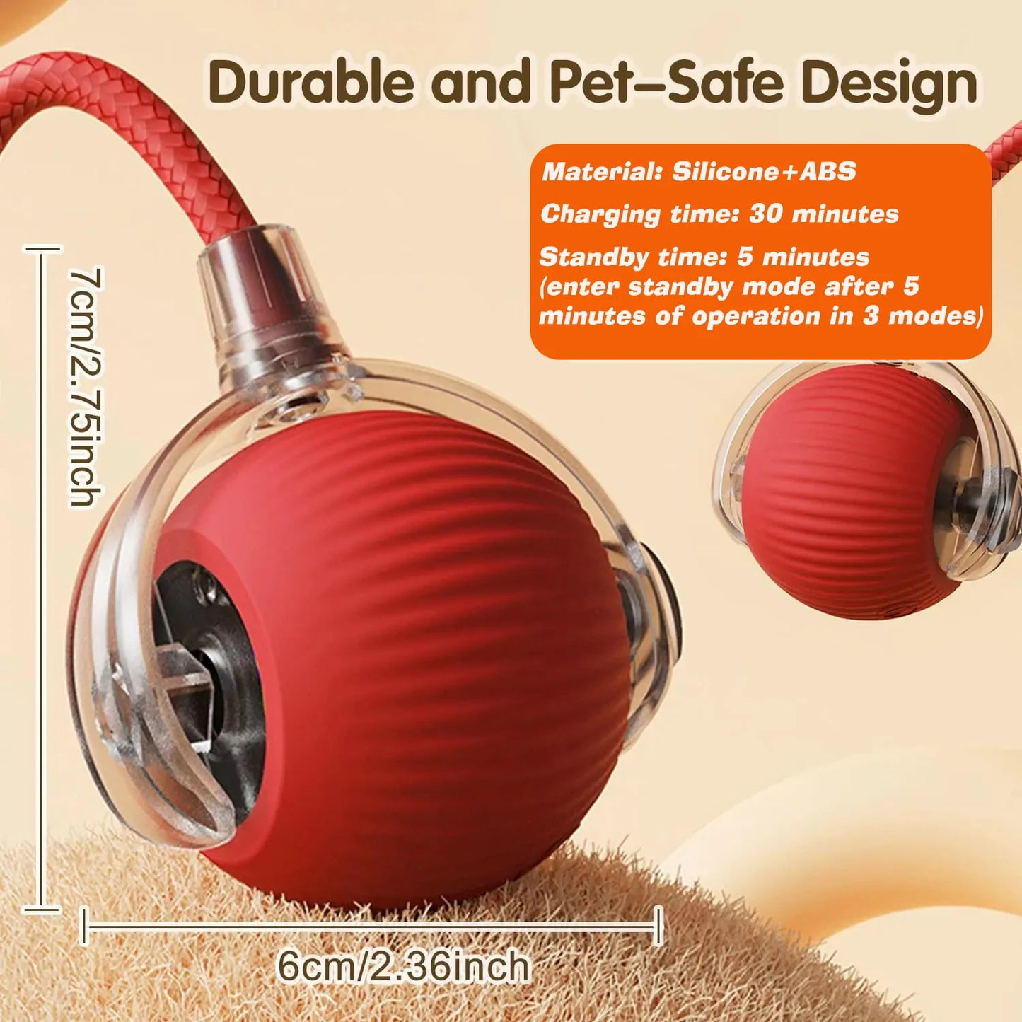⚡ Interactive Rolling Ball Dog Toy – Extended Battery Edition