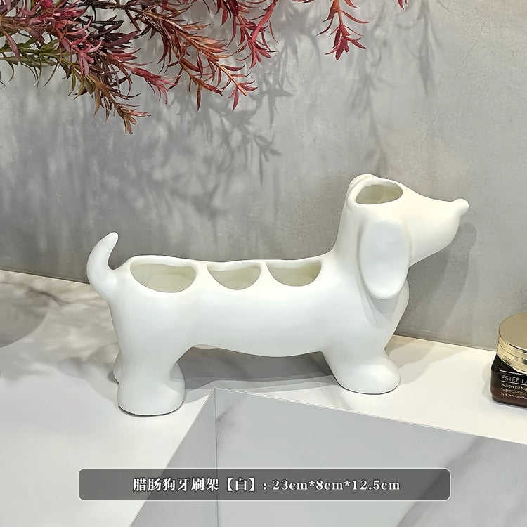 🐾 Dachshund Ceramic Toothbrush Holder