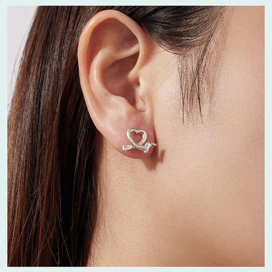 925 Sterling Silver Heart Shaped Dachshund Earrings