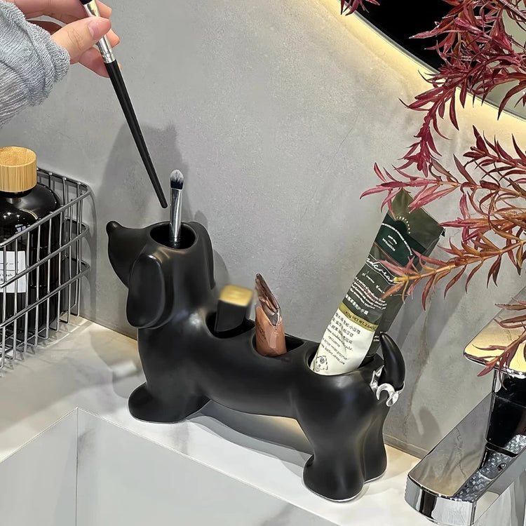 🐾 Dachshund Ceramic Toothbrush Holder