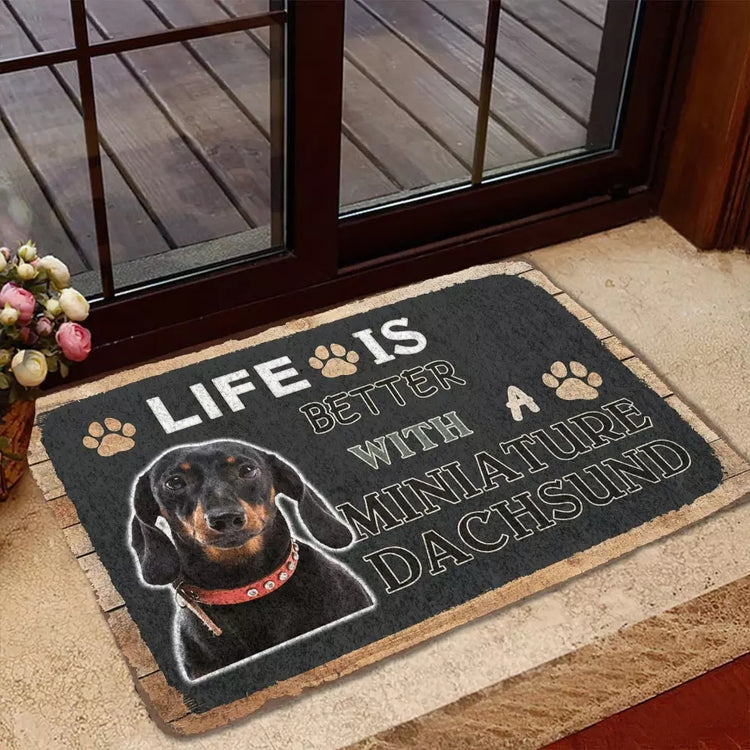 Doggies Merch® "LIFE IS BETTER WITH" Dachshund Doormat