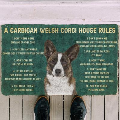 Doggies Merch® Cardigan Welsh Corgi "HOUSE RULES" Doormat