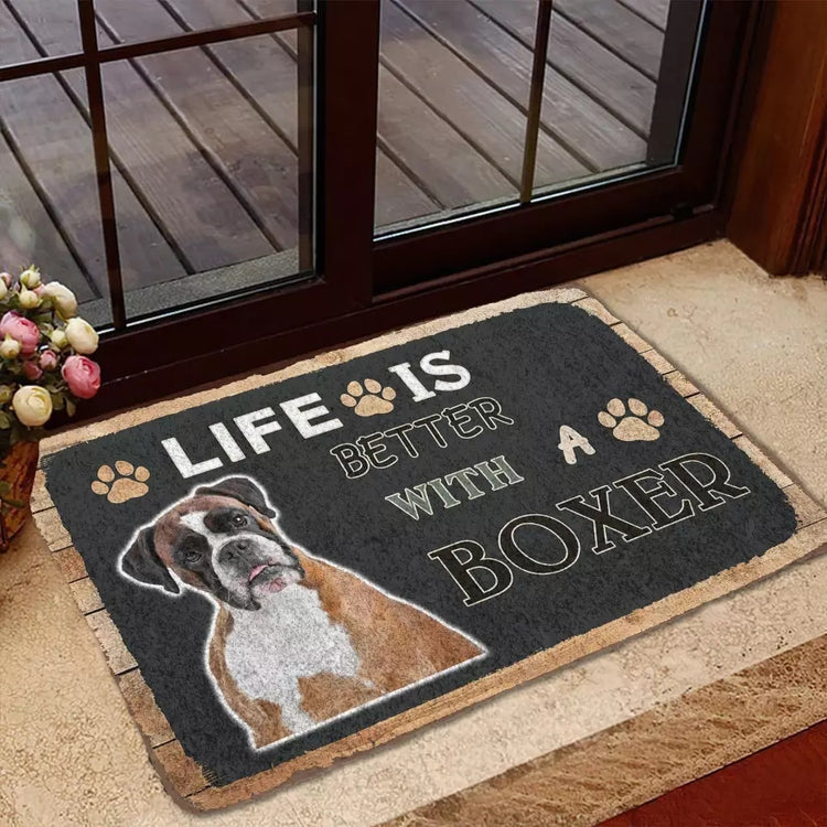 Doggies Merch® "LIFE IS BETTER WITH" Boxer Doormat