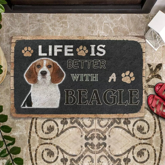 Doggies Merch® "LIFE IS BETTER WITH" Beagle Doormat