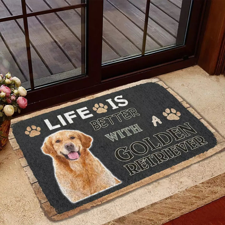 Doggies Merch® "LIFE IS BETTER WITH" Golden Retriever Doormat