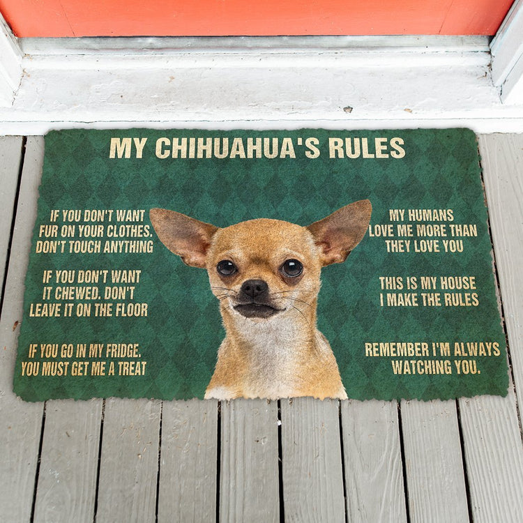 Doggies Merch® Chihuahua's "HOUSE RULES" Doormat