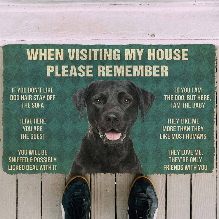 Doggies Merch® Black Labrador "HOUSE RULES" Doormat