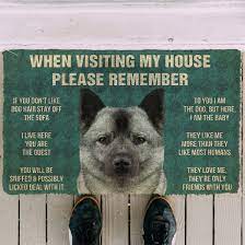 Doggies Merch® Norwegian Elkhound Dog's "HOUSE RULES" Doormat