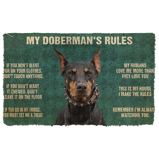 Doggies Merch® Doberman "HOUSE RULES" Doormat