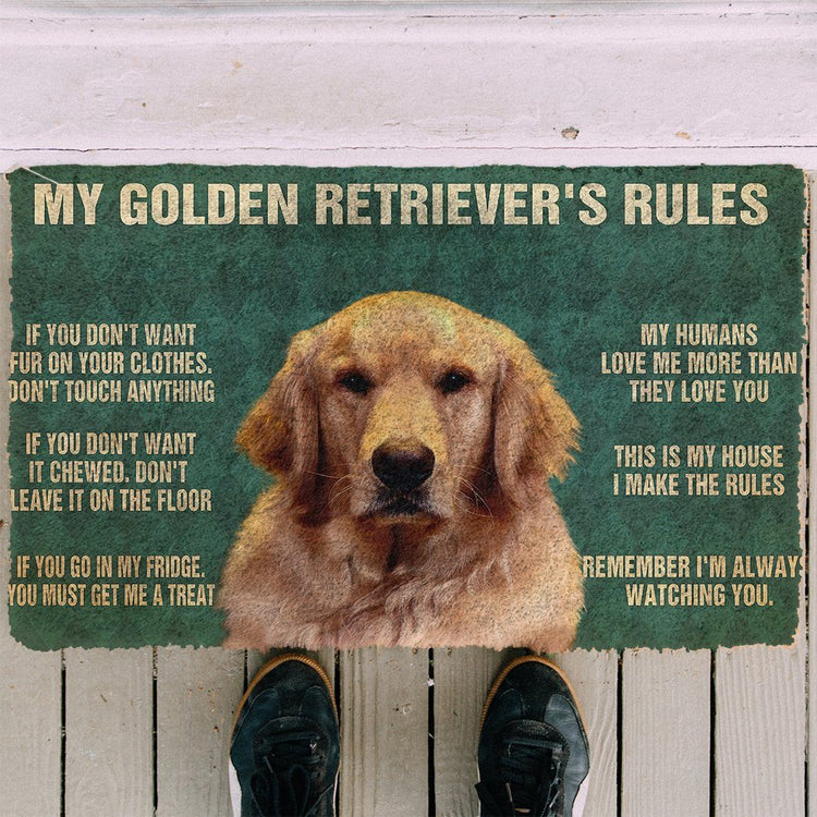 Doggies Merch® Golden Retriever "HOUSE RULES" Doormat