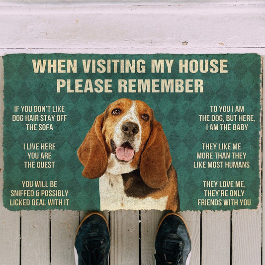 Doggies Merch® Basset Hound "HOUSE RULES" Doormat
