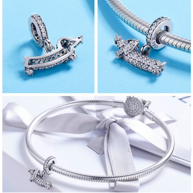 Doggies Merch® 925 Sterling Silver Dachshund Bead fits Pandora Bracelet and all Charm Bracelets - DOGGIES MERCH